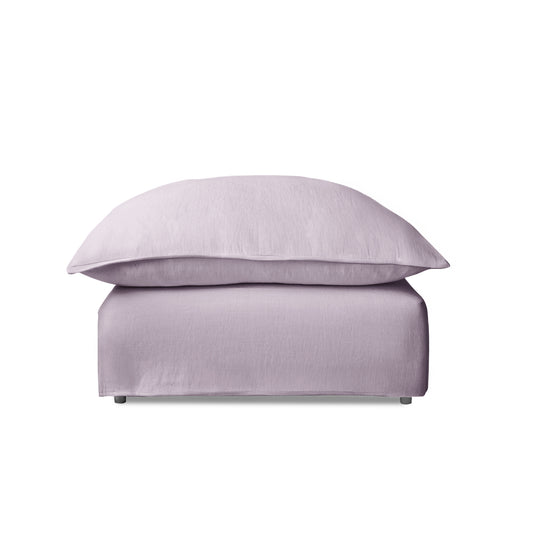 Coco Footstool with Knife Edge cushion in Lilac Linen - Hand Made in USA