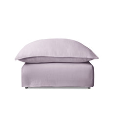 Coco Footstool with Knife Edge cushion in Lilac Linen - Hand Made in USA