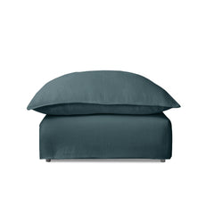 Coco Footstool with Knife Edge cushion in Midnight Linen - Hand Made in USA
