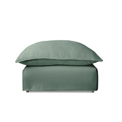 Coco Footstool with Knife Edge cushion in Mineral Linen - Hand Made in USA