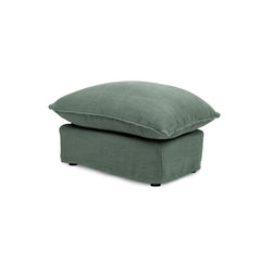 Coco Footstool with Knife Edge cushion in Mineral Linen - Hand Made in USA