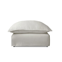 Coco Footstool with Knife Edge cushion in Pearl Grey Linen - Hand Made in USA