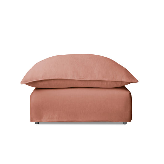 Coco Footstool with Knife Edge cushion in Roseberry Linen - Hand Made in USA