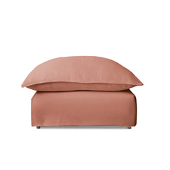 Coco Footstool with Knife Edge cushion in Roseberry Linen - Hand Made in USA