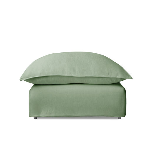 Coco Footstool with Knife Edge cushion in Seagrass Linen - Hand Made in USA