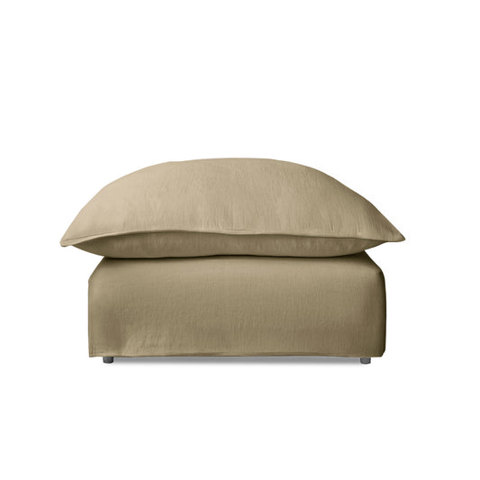 Coco Footstool with Knife Edge cushion in Sisal Linen - Hand Made in USA