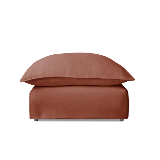 Coco Footstool with Knife Edge cushion in Sweet Briar Linen - Hand Made in USA