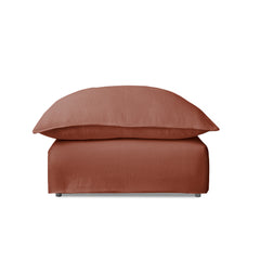 Coco Footstool with Knife Edge cushion in Sweet Briar Linen - Hand Made in USA