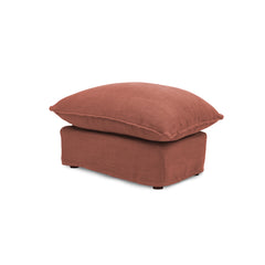 Coco Footstool with Knife Edge cushion in Sweet Briar Linen - Hand Made in USA