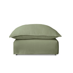 Coco Footstool with Knife Edge cushion in Taupe Linen - Hand Made in USA