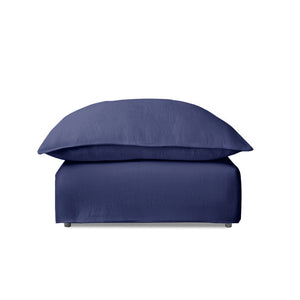 Coco Footstool with Self Piped Knife Edge cushion in Cotton Linen Inkspot - Hand Made in USA