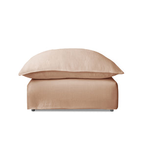 Coco Footstool with Self Piped Knife Edge cushion in Cotton Linen Rosedale - Hand Made in USA