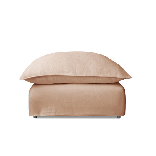 Coco Footstool with Self Piped Knife Edge cushion in Cotton Linen Rosedale - Hand Made in USA
