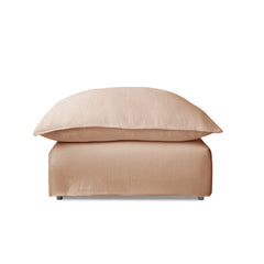 Coco Footstool with Self Piped Knife Edge cushion in Cotton Linen Rosedale - Hand Made in USA