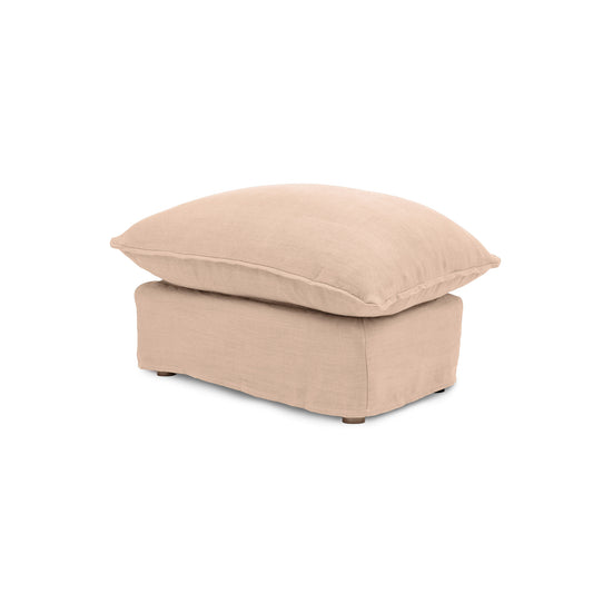 Coco Footstool with Self Piped Knife Edge cushion in Cotton Linen Rosedale - Hand Made in USA