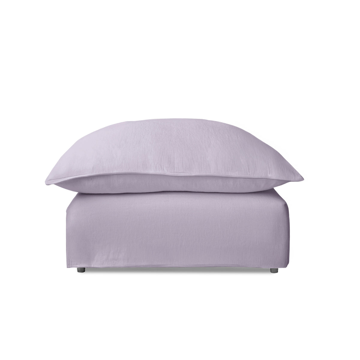Coco Footstool with Self Piped Knife Edge cushion in Cotton Linen Sea Salt  - Hand Made in USA