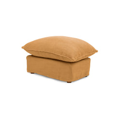 Coco Footstool with Self Piped Knife Edge cushion in Cotton Linen Sunflower - Hand Made in USA