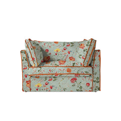 Coco Loveseat with Contrast Welt Box Edge cushion in Andrew Martin Wildwood Duck Egg  - Hand Made in USA