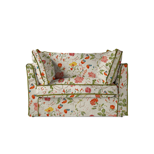 Coco Loveseat with Contrast Welt Box Edge cushion in Andrew Martin Wildwood Ivory  - Hand Made in USA