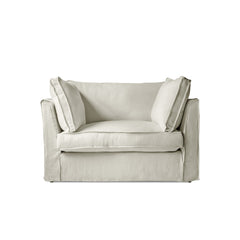 Coco Loveseat with Box Edge Cushion in Dove Linen - Hand Made in USA
