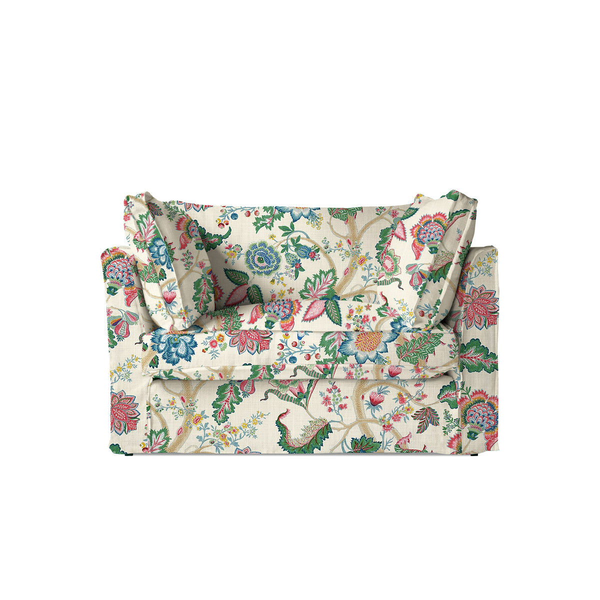 Coco Loveseat with Box Edge cushion in Kitty Spring Green - Hand Made in USA