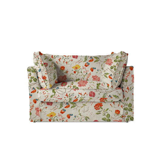 Coco Loveseat with Self Piped Box Edge cushion in Andrew Martin Wildwood Ivory  - Hand Made in USA