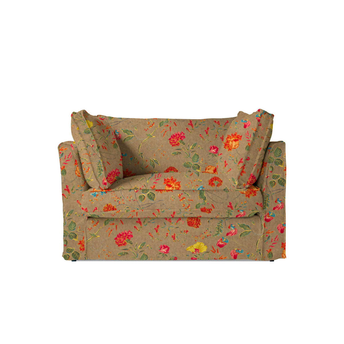Coco Loveseat with Self Piped Box Edge cushions in Wildwood Twig - Hand Made in USA