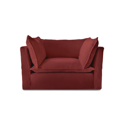 Coco Loveseat with Knife Edge Cushion in Rouge Linen - Hand Made in USA