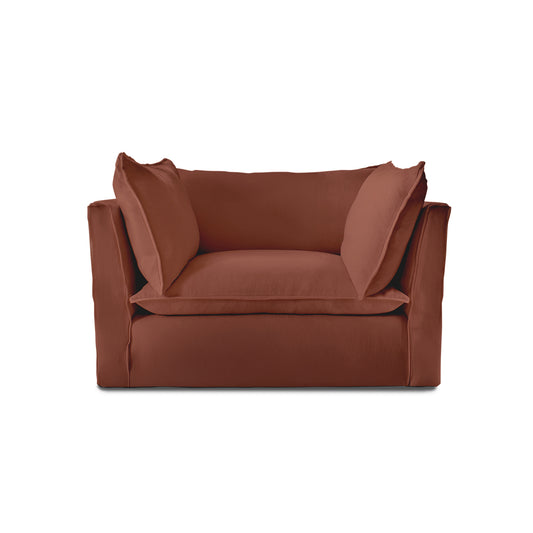 Coco Loveseat with Knife Edge Cushion in Sweet Briar Linen - Hand Made in USA