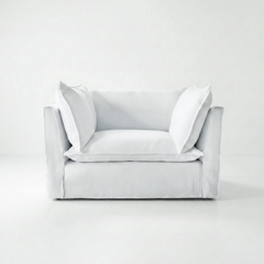 Coco Loose Cover Loveseat with Knife Edge cushions in Customer's Own Material - Handmade to Order in the USA