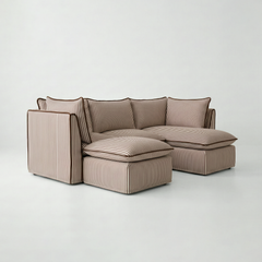 Coco L-Shaped Sofa with Chaise and Footstool in Customer's Own Material - Handmade to Order in the USA