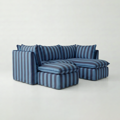 Coco L-Shaped Sofa with Chaise and Footstool in Customer's Own Material - Handmade to Order in the USA