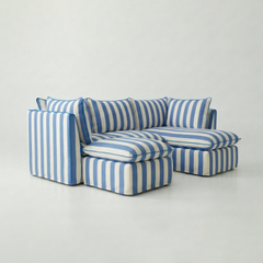 Coco L-Shaped Sofa with Chaise and Footstool in Customer's Own Material - Handmade to Order in the USA