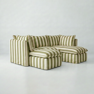 Coco L-Shaped Sofa with Chaise and Footstool in Customer's Own Material - Handmade to Order in the USA