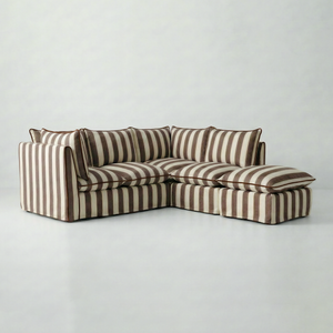 Coco L-Shaped Sofa with Footstool in Customer's Own Material - Handmade to Order in the USA