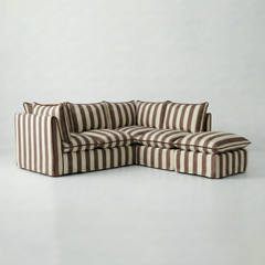 Coco L-Shaped Sofa with Footstool in Customer's Own Material - Handmade to Order in the USA