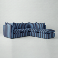 Coco L-Shaped Sofa with Footstool in Customer's Own Material - Handmade to Order in the USA
