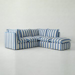 Coco L-Shaped Sofa with Footstool in Customer's Own Material - Handmade to Order in the USA