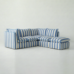 Coco L-Shaped Sofa with Footstool in Customer's Own Material - Handmade to Order in the USA
