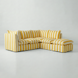 Coco L-Shaped Sofa with Footstool in Customer's Own Material - Handmade to Order in the USA