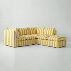 Coco L-Shaped Sofa with Footstool in Customer's Own Material - Handmade to Order in the USA