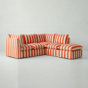 Coco L-Shaped Sofa with Footstool in Customer's Own Material - Handmade to Order in the USA