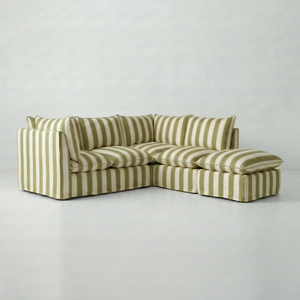 Coco L-Shaped Sofa with Footstool in Customer's Own Material - Handmade to Order in the USA
