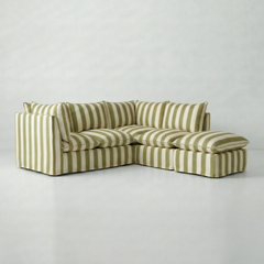 Coco L-Shaped Sofa with Footstool in Customer's Own Material - Handmade to Order in the USA