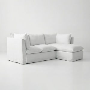 Coco L-Shaped Sofa with Chaise in Customer's Own Material - Handmade to Order in the USA