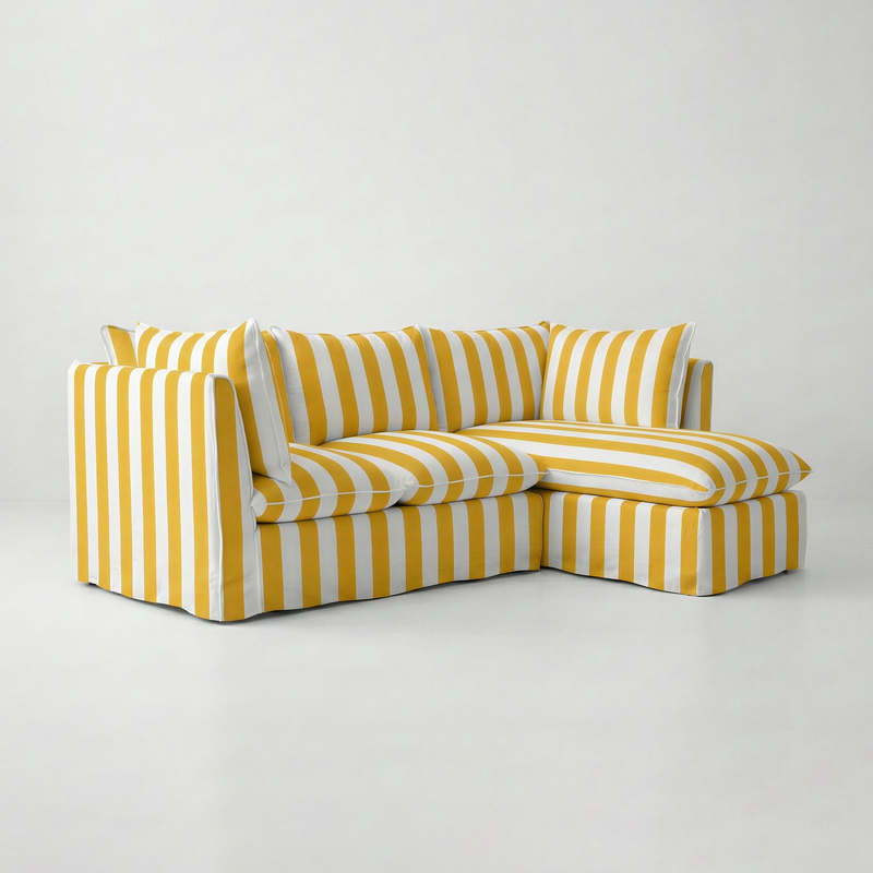 Coco L-Shaped Sofa with Chaise in Customer's Own Material - Handmade to Order in the USA