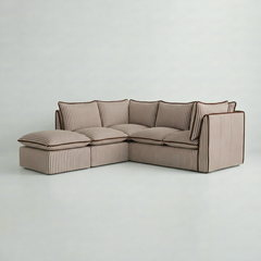 Coco L-Shaped Sofa with Footstool in Customer's Own Material - Handmade to Order in the USA