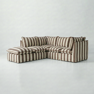 Coco L-Shaped Sofa with Footstool in Customer's Own Material - Handmade to Order in the USA