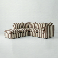 Coco L-Shaped Sofa with Footstool in Customer's Own Material - Handmade to Order in the USA