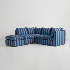 Coco L-Shaped Sofa with Footstool in Customer's Own Material - Handmade to Order in the USA